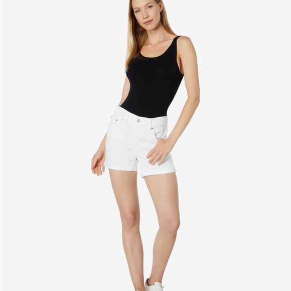 Levi's Strauss Women's Jean SHORTS Mid-Length Denim White Size 10 W 30 NWT Cuff - Picture 11 of 13